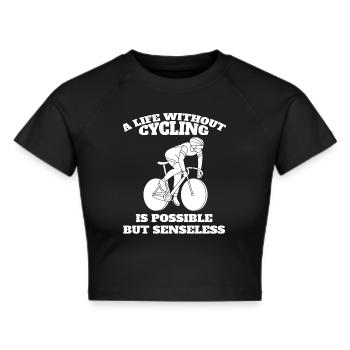 Fahrrad Radfahren Fahrradtour Radeln Mountainbike - Frauen Cropped T-Shirt - Schwarz - Vorne - Marisol (170cm)