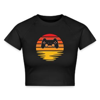 Gaming Retro - Frauen Cropped T-Shirt - Schwarz - Vorne - Marisol (170cm)