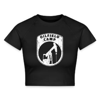 Ölfeld Bohrinsel Lager - Frauen Cropped T-Shirt - Schwarz - Vorne - Marisol (170cm)