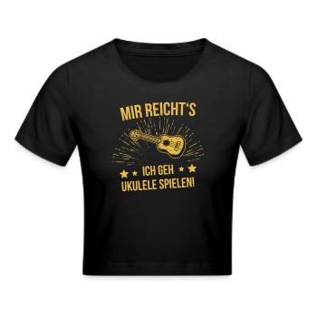 Ukulele Ukulele-Spieler Ukulelist - Frauen Cropped T-Shirt - Schwarz - Vorne - Marisol (170cm)