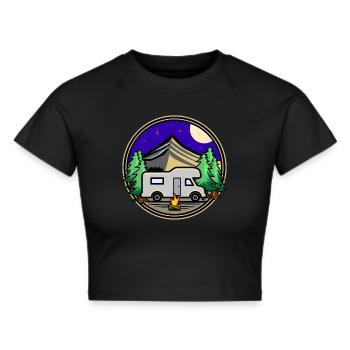 Camping at night alcove motorhome driver - Cropped T-Shirt - black - Front - Marisol (170cm)