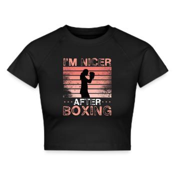 Ich Bin Schöner Nach Dem Boxen - Frauen Cropped T-Shirt - Schwarz - Vorne - Marisol (170cm)
