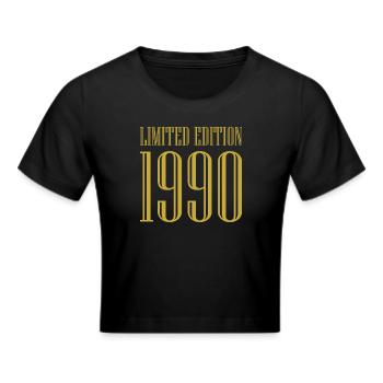 1990's Limited Edition Birthday Gift Wife Husband - Cropped T-Shirt - black - Front - Marisol (170cm)