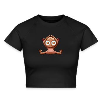Niedlicher Tarsier beim Yoga - Frauen Cropped T-Shirt - Schwarz - Vorne - Marisol (170cm)
