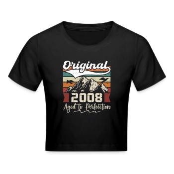 2008 - Geschenk geboren im Jahr 2008 - Frauen Cropped T-Shirt - Schwarz - Vorne - Marisol (170cm)