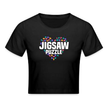 Cute Puzzle Heart Design for Puzzler - Cropped T-Shirt - black - Front - Marisol (170cm)