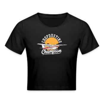 Cropdusting Champion Crop Duster Crop Dusting - Frauen Cropped T-Shirt - Schwarz - Vorne - Marisol (170cm)