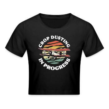 Crop Dusting In Progress Crop Duster - Frauen Cropped T-Shirt - Schwarz - Vorne - Marisol (170cm)