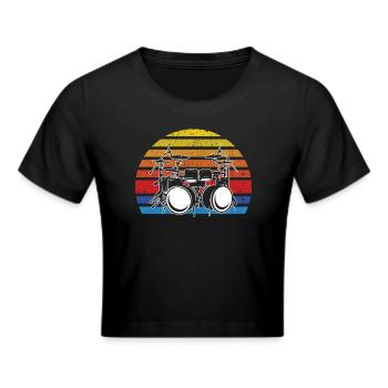 Batteur Batteur Musicien Batteur Joueur de tambour Retro Dru - Crop top - noir - Devant - Marisol (170cm)