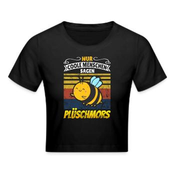 Plüschmors plattdeutsch Hummeln Geschenkidee cool - Frauen Cropped T-Shirt - Schwarz - Vorne - Marisol (170cm)