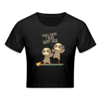 Lustiges SUP Faultier Paddleboarder - Frauen Cropped T-Shirt - Schwarz - Vorne - Marisol (170cm)