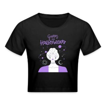 Comic Hexe, lustiger Halloween Spruch - Frauen Cropped T-Shirt - Schwarz - Vorne - Marisol (170cm)