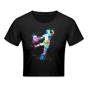 Handball, handballer, Beachhandball,aquarell - Frauen Cropped T-Shirt - Schwarz - Vorne - Marisol (170cm)