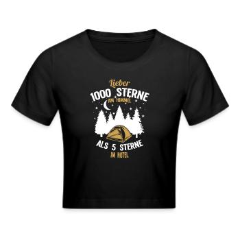1000 Sterne Camping für Outdoor, Zelt Enthusiasten - Frauen Cropped T-Shirt - Schwarz - Vorne - Marisol (170cm)