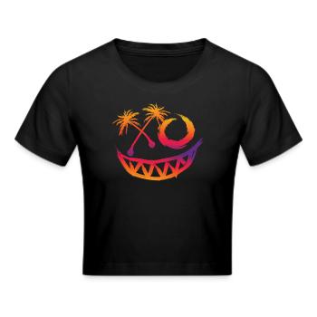 Techno Tropical Music Rave Face Sommerfest - Frauen Cropped T-Shirt - Schwarz - Vorne - Marisol (170cm)
