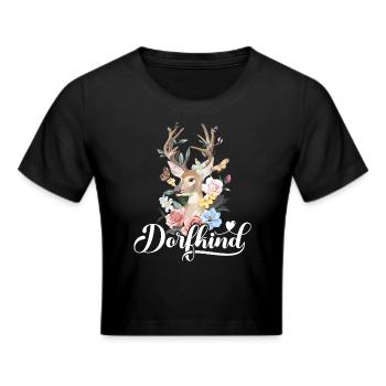 Dorfkind T-Shirt Damen Trachtenshirt Kinder Tracht - Frauen Cropped T-Shirt - Schwarz - Vorne - Marisol (170cm)