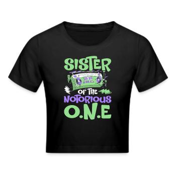 Funny old-school hip-hop sister - Cropped T-Shirt - black - Front - Marisol (170cm)