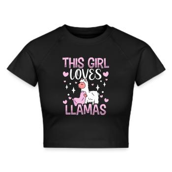 Dieses Mädchen Liebt Llamas Tier Llama Lama - Frauen Cropped T-Shirt - Schwarz - Vorne - Marisol (170cm)