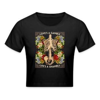 Biker-Design Skelett vintage-Rosen lustiger Spruch - Frauen Cropped T-Shirt - Schwarz - Vorne - Marisol (170cm)