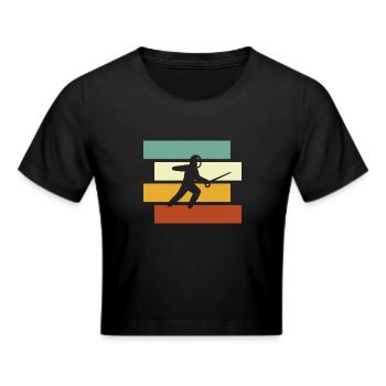 Fechten Retro - Frauen Cropped T-Shirt - Schwarz - Vorne - Marisol (170cm)