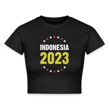 Indonesia 2023 - Frauen Cropped T-Shirt - Schwarz - Vorne - Marisol (170cm)