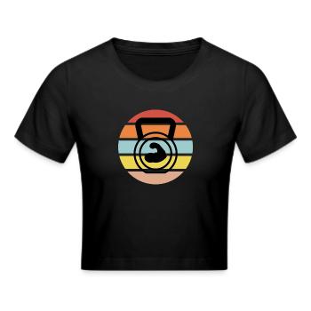 Kettlebell Workout Retro Fitness Gym - Frauen Cropped T-Shirt - Schwarz - Vorne - Marisol (170cm)