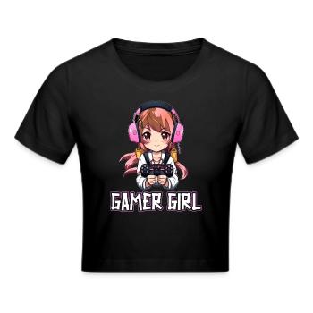 Gaming Console PC Gamer Girl Gamer Girl - Cropped T-Shirt - black - Front - Marisol (170cm)