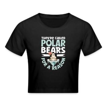 Polar Bear Global Warming Artic Seal hunting Ursus - Cropped T-Shirt - black - Front - Marisol (170cm)