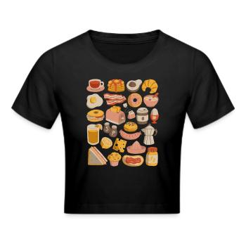 Frühstück & Brunch - Frauen Cropped T-Shirt - Schwarz - Vorne - Marisol (170cm)