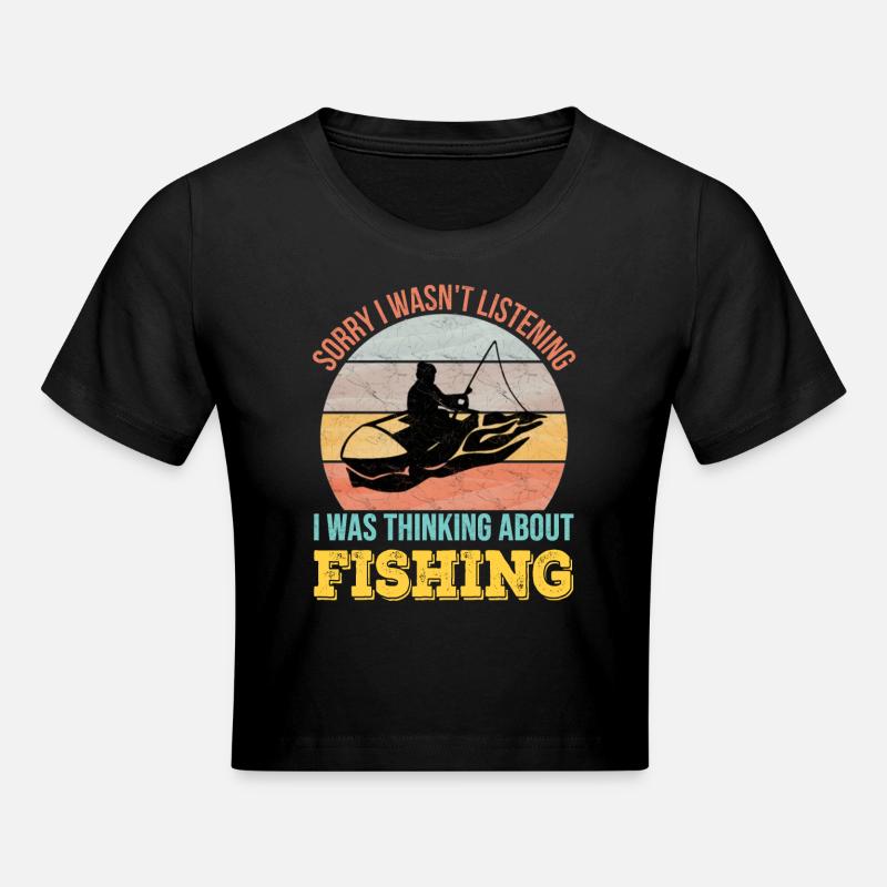 Désolé de ne pas écouter, je pensais à la pêche - Crop top - noir