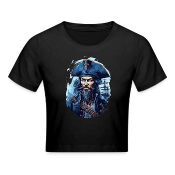 Traje de Calavera Pirata Jolly Roger Regalo - Camiseta crop - negro - delante - Marisol (170cm)