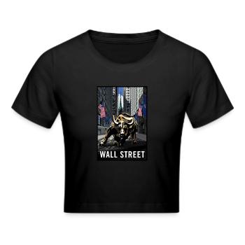 NY Stock Exchange Bull - Frauen Cropped T-Shirt - Schwarz - Vorne - Marisol (170cm)