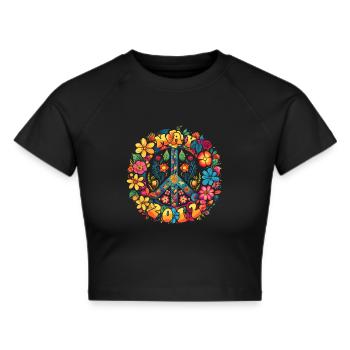 Flower Power Hippie Birthday - May 2012 - Cropped T-Shirt - black - Front - Marisol (170cm)