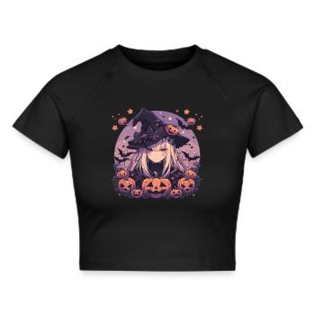 Hexen Halloween Hexe Kürbis Halloweenparty - Frauen Cropped T-Shirt - Schwarz - Vorne - Marisol (170cm)