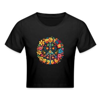 Flower Power Hippie Geburstag - Mai 1966 - Frauen Cropped T-Shirt - Schwarz - Vorne - Marisol (170cm)