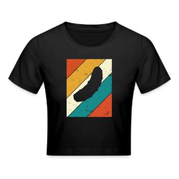Gurke Gewürzgurke Kukumer Retro Saure Gurke - Frauen Cropped T-Shirt - Schwarz - Vorne - Marisol (170cm)