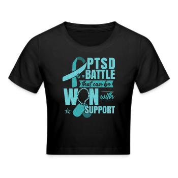PTBS-Unterstützung - Frauen Cropped T-Shirt - Schwarz - Vorne - Marisol (170cm)
