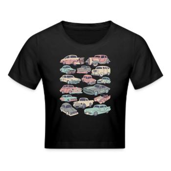 Autos Oldtimer PKW Fahrzeug Automobil Führerschein - Frauen Cropped T-Shirt - Schwarz - Vorne - Marisol (170cm)