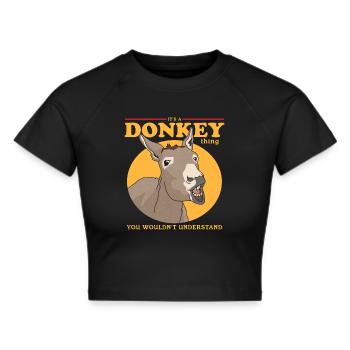 Esel Eselbesitzer Eselliebhaber Eselchen Geschenk - Frauen Cropped T-Shirt - Schwarz - Vorne - Marisol (170cm)