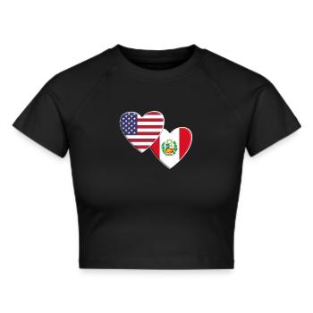 USA American Peru Peruvian Flag Patriotic Pride - Cropped T-Shirt - black - Front - Marisol (170cm)
