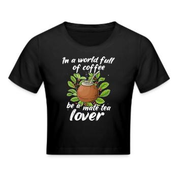 Mate Tee - Frauen Cropped T-Shirt - Schwarz - Vorne - Marisol (170cm)