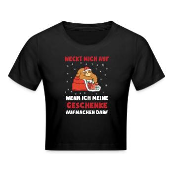 Weihnachten Geschenk Weihnachtsgeschenk Faultier - Frauen Cropped T-Shirt - Schwarz - Vorne - Marisol (170cm)