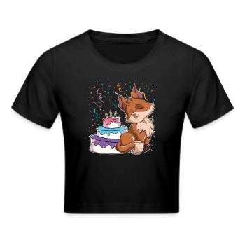 Waldbewohner Geburtstags Party Geschenk Fuchs - Frauen Cropped T-Shirt - Schwarz - Vorne - Marisol (170cm)