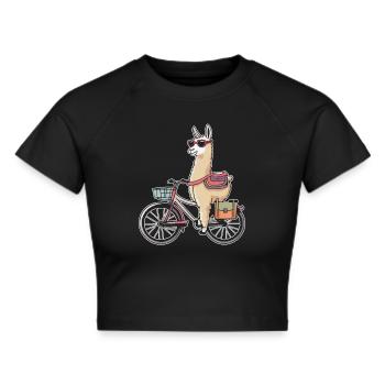 Alpaka - Frauen Cropped T-Shirt - Schwarz - Vorne - Marisol (170cm)