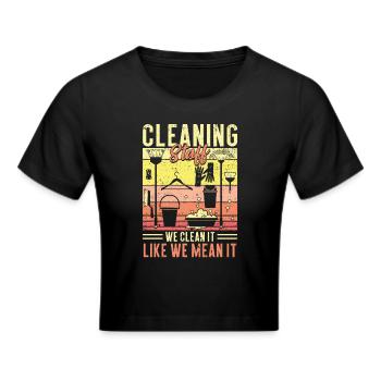 Cleaning Staff - Frauen Cropped T-Shirt - Schwarz - Vorne - Marisol (170cm)