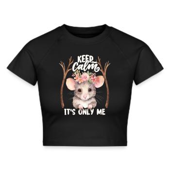 Lustiger Spruch mit niedlicher Maus, Mouse - Frauen Cropped T-Shirt - Schwarz - Vorne - Marisol (170cm)