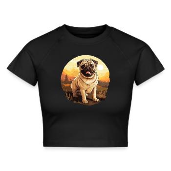 Mops - Frauen Cropped T-Shirt - Schwarz - Vorne - Marisol (170cm)