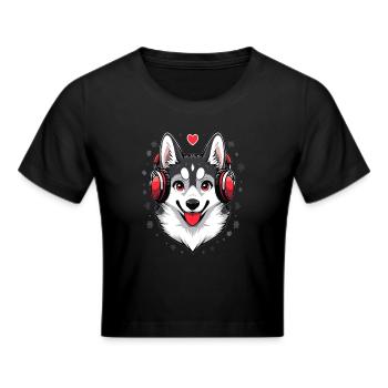 Electronic Music Festival EDM Husky DJ - Frauen Cropped T-Shirt - Schwarz - Vorne - Marisol (170cm)