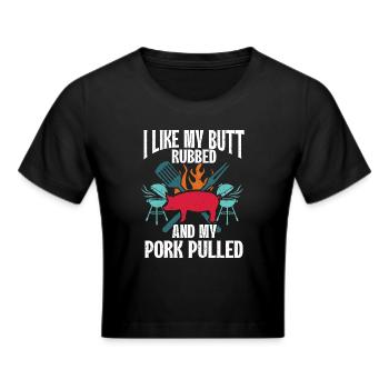 BBQ Pulled Pork Schwein Grill - Frauen Cropped T-Shirt - Schwarz - Vorne - Marisol (170cm)