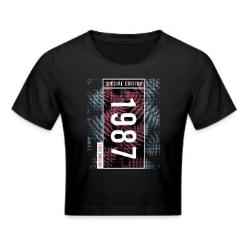 Special Edition 1987 Birthday Urban Graphic - Cropped T-Shirt - black - Front - Marisol (170cm)